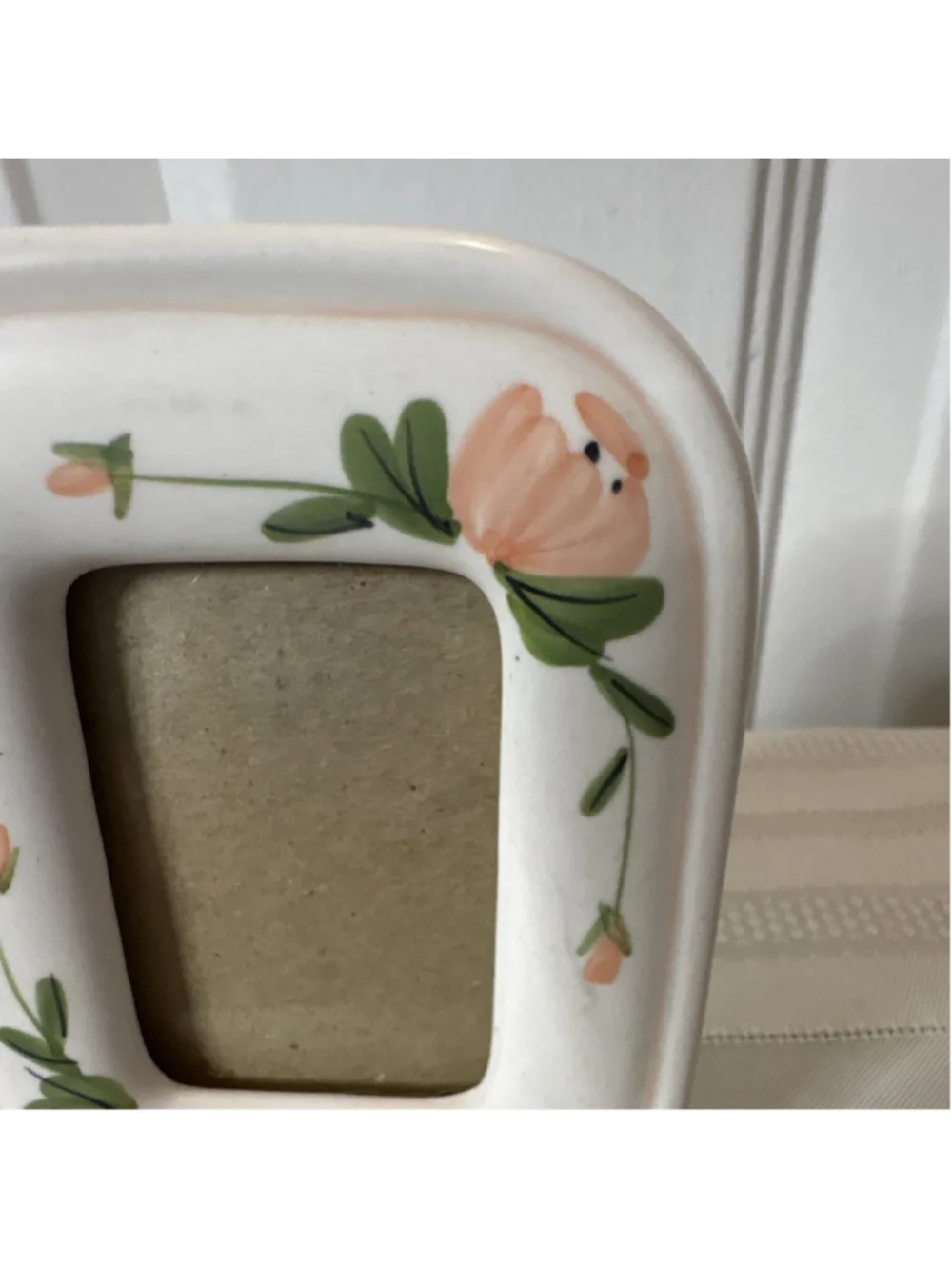 Summit Collection Ceramic Floral Photo Frame White Pink Green 1989 Rectangle